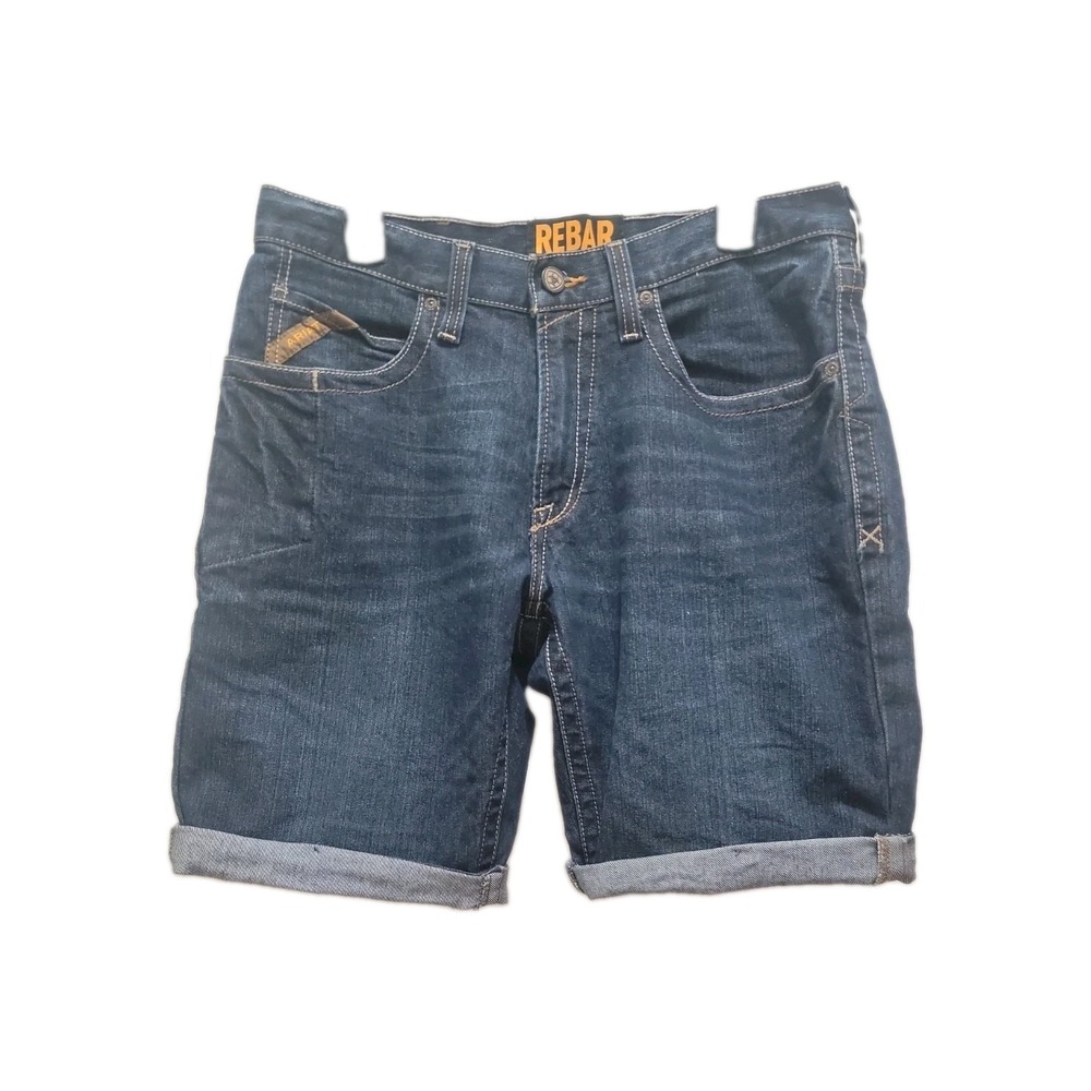 Ariat Rebar M4 Jean Shorts Mens‎ 32 Blue Denim Cut-off Hemmed.  Darkwash. Mint.